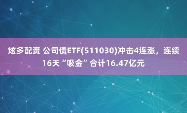 炫多配资 公司债ETF(511030)冲击4连涨,连续16天“吸金”合计16.47亿元